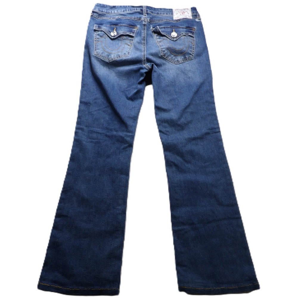 True Religion Becca Mid Rise Bootcut Jeans Women W30 Blue Cotton Blend Designer